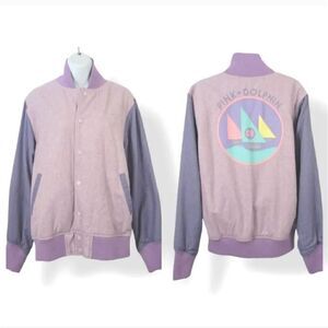 Pink Dolphin Retro Lettermans Varsity Bomber Jacket in Purple Size Medium